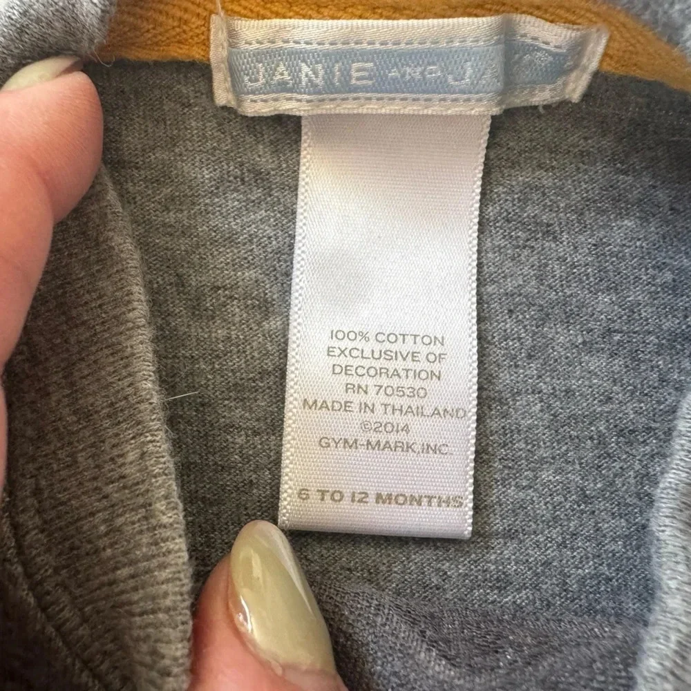 Janie and Jack long sleeve gray shirt l size 6-12month